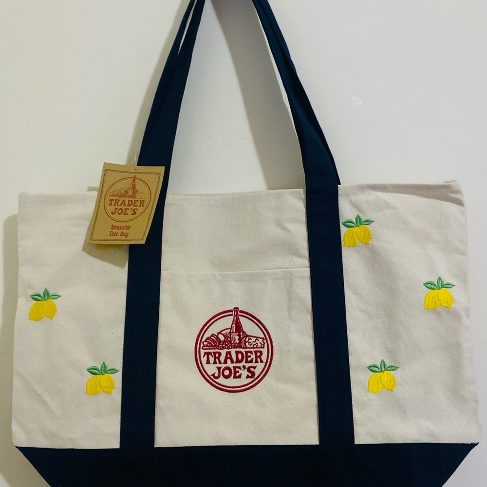 Embroidered Trader Joe’s Canvas Tote | Boho Reusable Market Bag | Gift Idea - Picture 2 of 10
